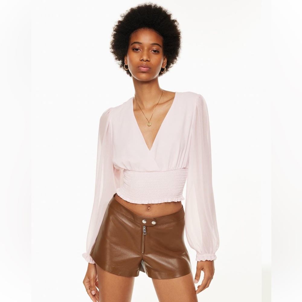 H13‎ Wilfred Wistful V Neck Sheer Long Sleeve Blouse